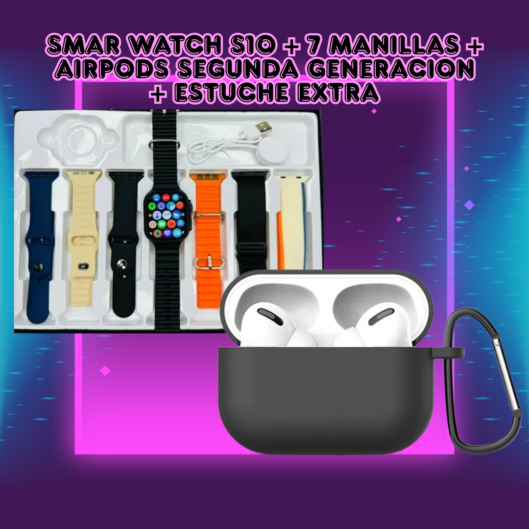 SMART WATCH 7 MANILLAS + AIRPODS ESTUCHE